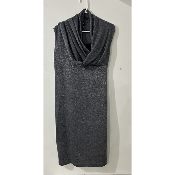 NIC+ZOE Women's Grey Shimmer Dress W/Attached Scarf Wrap Accent NWT Size SM - Picture 1 of 9